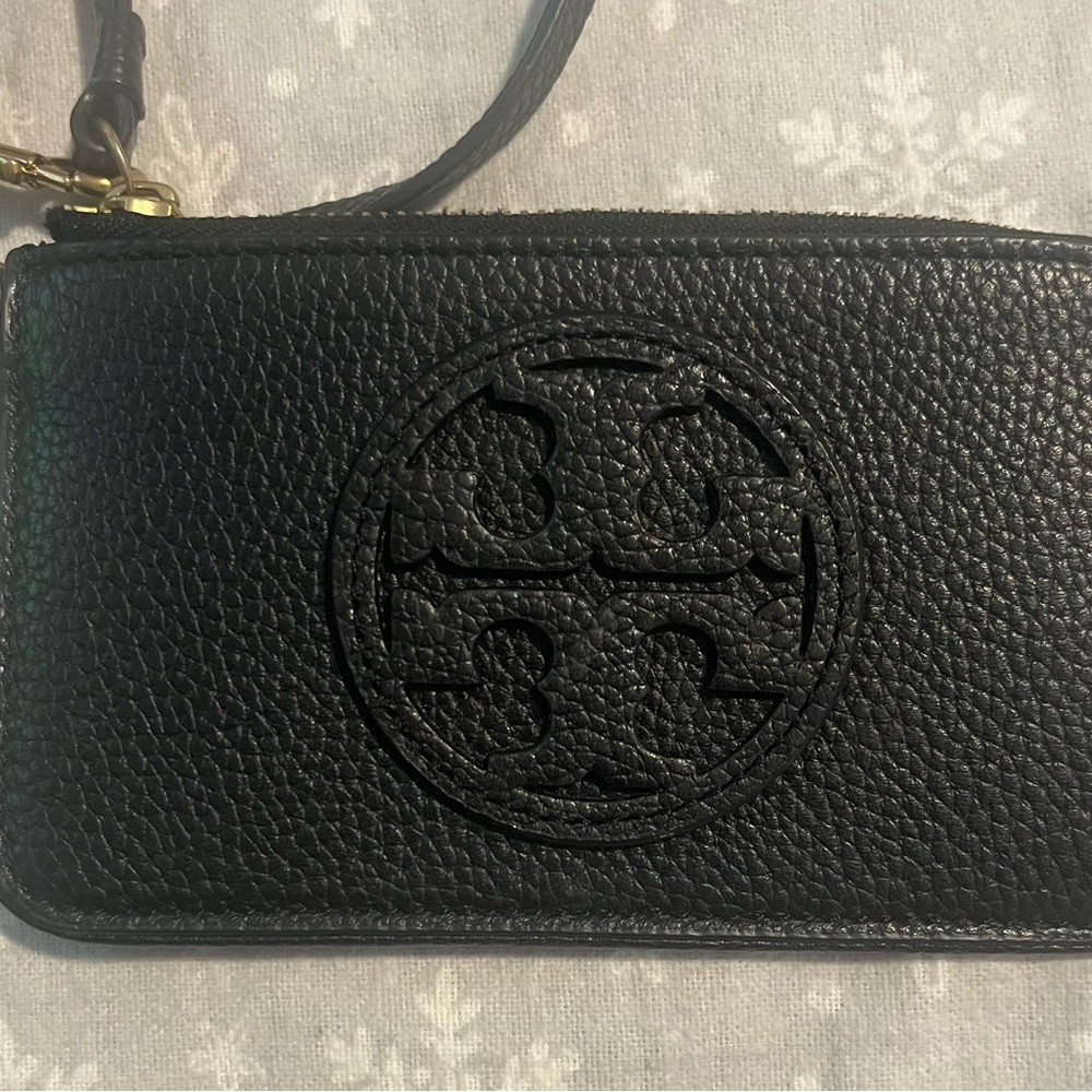 Tory Burch Black Pebbled Leather Wristlet